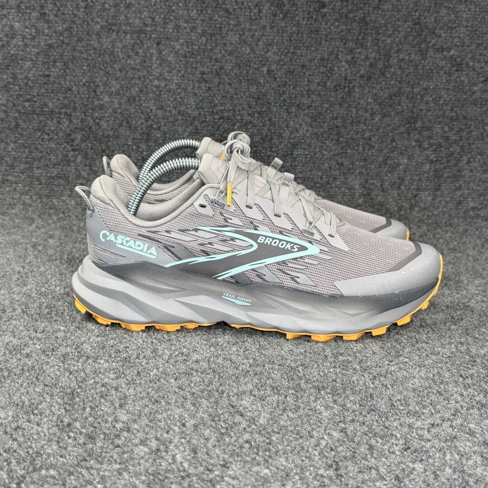 Brooks Cascadia 19 Trail Running Mens 8 Alloy Ebony Orange Athletic Run Training